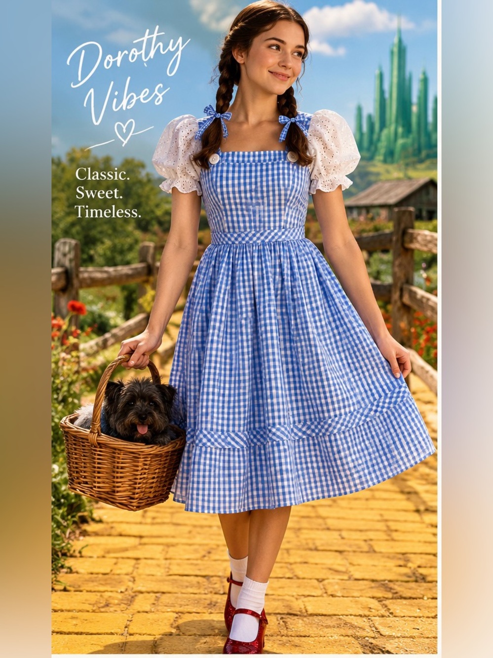 The Wizard of Oz Dorothy blue gingham Dress Costume Size L